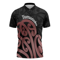 New Zealand Mangopare Tamanako Zipper Polo Shirt Aotearoa Maori LT14 Brown - Polynesian Pride