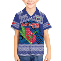 Custom Samoa Rugby Family Matching Long Sleeve Bodycon Dress and Hawaiian Shirt 2024 Go Champions Samoan Gingers LT14 Son's Shirt Blue - Polynesian Pride
