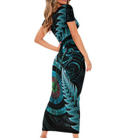New Zealand Archery Family Matching Short Sleeve Bodycon Dress and Hawaiian Shirt Aotearoa Silver Fern Maori LT14 - Polynesian Pride
