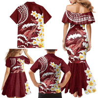 Blood Gold Polynesia Family Matching Mermaid Dress and Hawaiian Shirt Polynesian Frangipani With Sea Turtles LT14 - Polynesian Pride