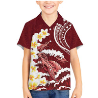 Blood Gold Polynesia Family Matching Mermaid Dress and Hawaiian Shirt Polynesian Frangipani With Sea Turtles LT14 Son's Shirt Blood Gold - Polynesian Pride