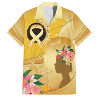 Polynesia Childhood Cancer Awareness Family Matching Long Sleeve Bodycon Dress and Hawaiian Shirt Be Bold Go Gold Polynesian Art LT14 Dad's Shirt - Short Sleeve Gold - Polynesian Pride
