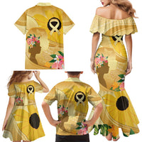 Polynesia Childhood Cancer Awareness Family Matching Mermaid Dress and Hawaiian Shirt Be Bold Go Gold Polynesian Art LT14 - Polynesian Pride