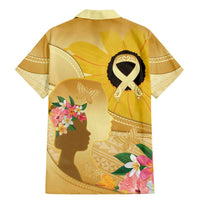 Polynesia Childhood Cancer Awareness Family Matching Mermaid Dress and Hawaiian Shirt Be Bold Go Gold Polynesian Art LT14 - Polynesian Pride