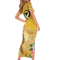 Polynesia Childhood Cancer Awareness Family Matching Short Sleeve Bodycon Dress and Hawaiian Shirt Be Bold Go Gold Polynesian Art LT14 - Polynesian Pride