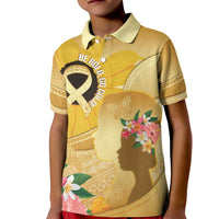Polynesia Childhood Cancer Awareness Kid Polo Shirt Be Bold Go Gold Polynesian Art