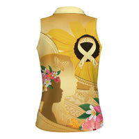 Polynesia Childhood Cancer Awareness Women Sleeveless Polo Shirt Be Bold Go Gold Polynesian Art