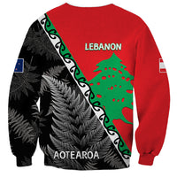 New Zealand And Lebanon Sweatshirt Silver Fern Maori With Cedar Tree Together LT14 - Polynesian Pride