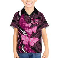Think Pink Breast Cancer Awareness Hawaiian Shirt Butterfly Aboriginal Mix Polynesian Pattern