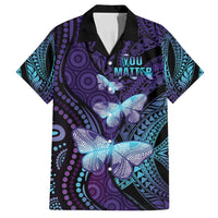 You Matter Suicide Prevention Awareness Family Matching Long Sleeve Bodycon Dress and Hawaiian Shirt Butterfly Aboriginal Mix Polynesian Pattern LT14 Dad's Shirt - Short Sleeve Purple - Polynesian Pride