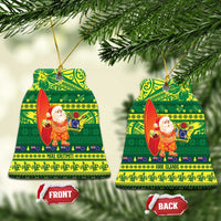 Cook Islands Christmas Ceramic Ornament Surfing Santa Mere Kiritimiti - Polynesian Pride