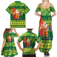 Cook Islands Christmas Family Matching Summer Maxi Dress and Hawaiian Shirt Surfing Santa Mere Kiritimiti LT14 - Polynesian Pride