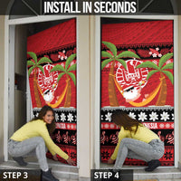French Polynesia Christmas Door Cover Tiare Chilling Santa Oaoa I teie Noera LT14 - Polynesian Pride