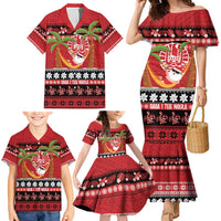 French Polynesia Christmas Family Matching Mermaid Dress and Hawaiian Shirt Tiare Chilling Santa Oaoa I teie Noera LT14 - Polynesian Pride