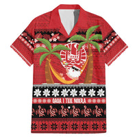 French Polynesia Christmas Family Matching Mermaid Dress and Hawaiian Shirt Tiare Chilling Santa Oaoa I teie Noera LT14 Dad's Shirt - Short Sleeve Red - Polynesian Pride