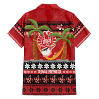 French Polynesia Christmas Family Matching Short Sleeve Bodycon Dress and Hawaiian Shirt Tiare Chilling Santa Oaoa I teie Noera LT14 - Polynesian Pride