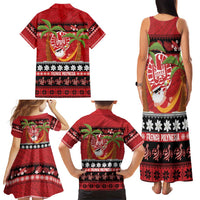 French Polynesia Christmas Family Matching Tank Maxi Dress and Hawaiian Shirt Tiare Chilling Santa Oaoa I teie Noera LT14 - Polynesian Pride