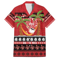 French Polynesia Christmas Family Matching Tank Maxi Dress and Hawaiian Shirt Tiare Chilling Santa Oaoa I teie Noera LT14 Dad's Shirt - Short Sleeve Red - Polynesian Pride