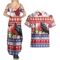 Kiribati Christmas Couples Matching Summer Maxi Dress and Hawaiian Shirt Frigatebird Santa Tekeraoi n te Kiritimati LT14 - Polynesian Pride