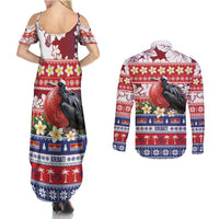 Kiribati Christmas Couples Matching Summer Maxi Dress and Long Sleeve Button Shirt Frigatebird Santa Tekeraoi n te Kiritimati LT14 - Polynesian Pride