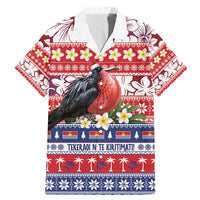 Kiribati Christmas Family Matching Mermaid Dress and Hawaiian Shirt Frigatebird Santa Tekeraoi n te Kiritimati LT14 Dad's Shirt - Short Sleeve Red - Polynesian Pride