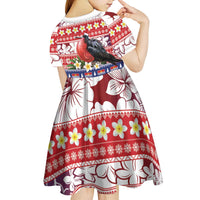 Kiribati Christmas Kid Short Sleeve Dress Frigatebird Santa Tekeraoi n te Kiritimati - Polynesian Pride