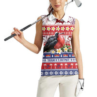 Kiribati Christmas Women Sleeveless Polo Shirt Frigatebird Santa Tekeraoi n te Kiritimati LT14 - Polynesian Pride