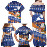 Marshall Islands Christmas Family Matching Off Shoulder Maxi Dress and Hawaiian Shirt Beachy Santa Monono ilo raaneoan Nejin LT14 - Polynesian Pride