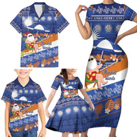 Marshall Islands Christmas Family Matching Short Sleeve Bodycon Dress and Hawaiian Shirt Beachy Santa Monono ilo raaneoan Nejin LT14 - Polynesian Pride