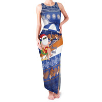 Marshall Islands Christmas Family Matching Tank Maxi Dress and Hawaiian Shirt Beachy Santa Monono ilo raaneoan Nejin LT14 Mom's Dress Blue - Polynesian Pride