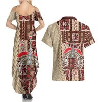 Samoa Tapau Couples Matching Summer Maxi Dress and Hawaiian Shirt Samoan Siapo Pattern LT14 - Polynesian Pride
