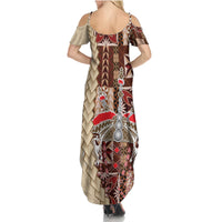 Samoa Tapau Family Matching Summer Maxi Dress and Hawaiian Shirt Samoan Siapo Pattern LT14 - Polynesian Pride