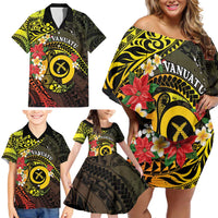 Vanuatu Christmas Family Matching Off Shoulder Short Dress and Hawaiian Shirt Vanuatuan Pig Tusk - Meri Krismas! LT14 - Polynesian Pride