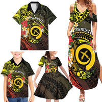 Vanuatu Christmas Family Matching Summer Maxi Dress and Hawaiian Shirt Vanuatuan Pig Tusk - Meri Krismas!