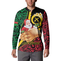 Vanuatu Christmas Button Sweatshirt Vanuatuan Conch Shell - Meri Krismas!