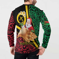 Vanuatu Christmas Button Sweatshirt Vanuatuan Conch Shell - Meri Krismas!