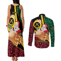 Vanuatu Christmas Couples Matching Tank Maxi Dress and Long Sleeve Button Shirt Vanuatuan Conch Shell - Meri Krismas!