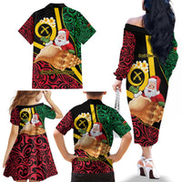 Vanuatu Christmas Family Matching Off The Shoulder Long Sleeve Dress and Hawaiian Shirt Vanuatuan Conch Shell - Meri Krismas! LT14 - Polynesian Pride