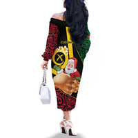 Vanuatu Christmas Family Matching Off The Shoulder Long Sleeve Dress and Hawaiian Shirt Vanuatuan Conch Shell - Meri Krismas! LT14 - Polynesian Pride