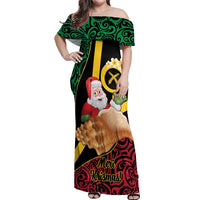 Vanuatu Christmas Off Shoulder Maxi Dress Vanuatuan Conch Shell - Meri Krismas!