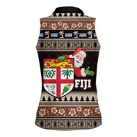 Fiji Christmas Women Sleeveless Polo Shirt Fijian Masi Marau na Kerisimasi! - Brown