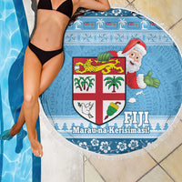 Fiji Christmas Beach Blanket Fijian Masi Marau na Kerisimasi! - Blue