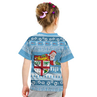 Fiji Christmas Kid T Shirt Fijian Masi Marau na Kerisimasi! - Blue