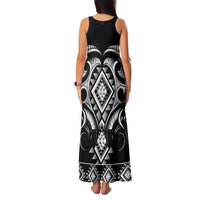 Black Ngaru Taniko With Aotearoa Maori Tattoo Family Matching Tank Maxi Dress and Hawaiian Shirt LT14 - Polynesian Pride