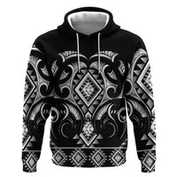 Black Ngaru Taniko With Aotearoa Maori Tattoo Hoodie LT14 Pullover Hoodie Black - Polynesian Pride