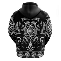Black Ngaru Taniko With Aotearoa Maori Tattoo Hoodie LT14 - Polynesian Pride
