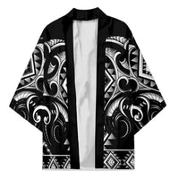 Black Ngaru Taniko With Aotearoa Maori Tattoo Kimono LT14 Unisex Black - Polynesian Pride