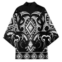 Black Ngaru Taniko With Aotearoa Maori Tattoo Kimono LT14 - Polynesian Pride
