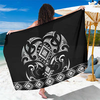 Black Ngaru Taniko With Aotearoa Maori Tattoo Sarong