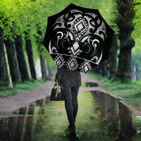 Black Ngaru Taniko With Aotearoa Maori Tattoo Umbrella LT14 - Polynesian Pride